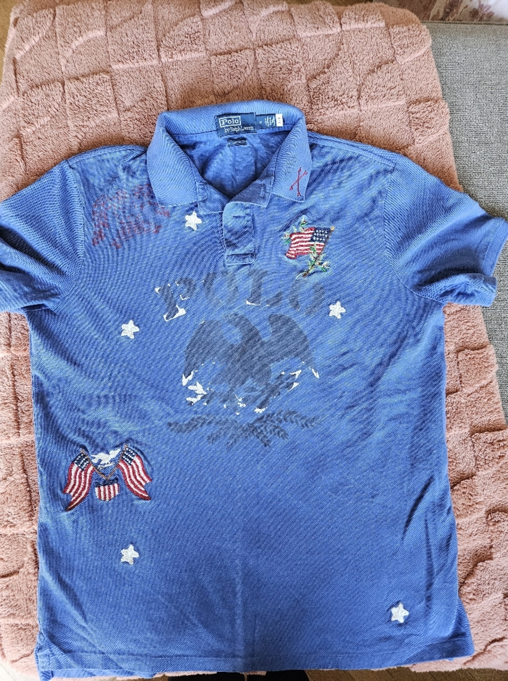 Polo by Ralph Lauren Blue Embroidered Flag & Eagle Polo